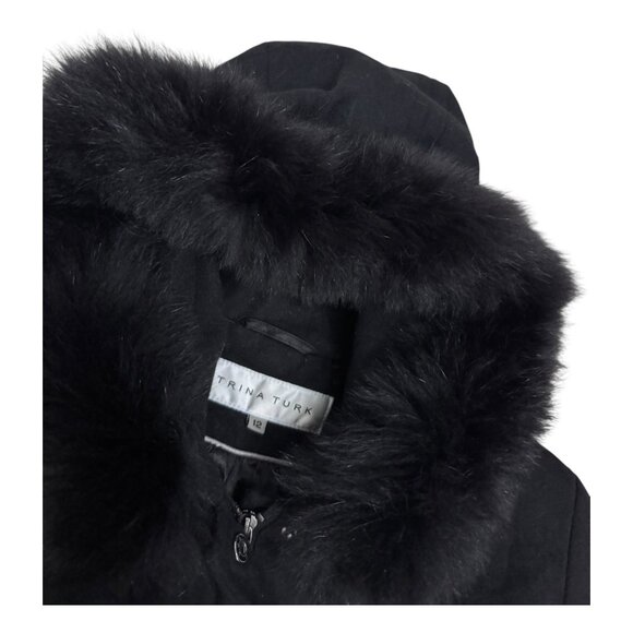 TRINA TURK Genuine FOX FUR & Wool Luxury Designer Vintage Pea Coat Womens 12 - Picture 2 of 6